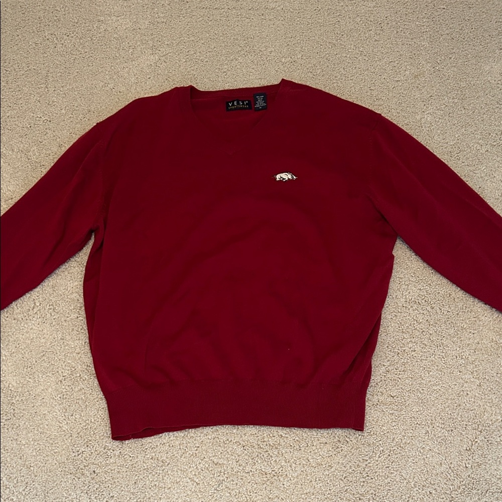 Vesi Sportswear Men's Red Crewneck Sweater - Razorback logo